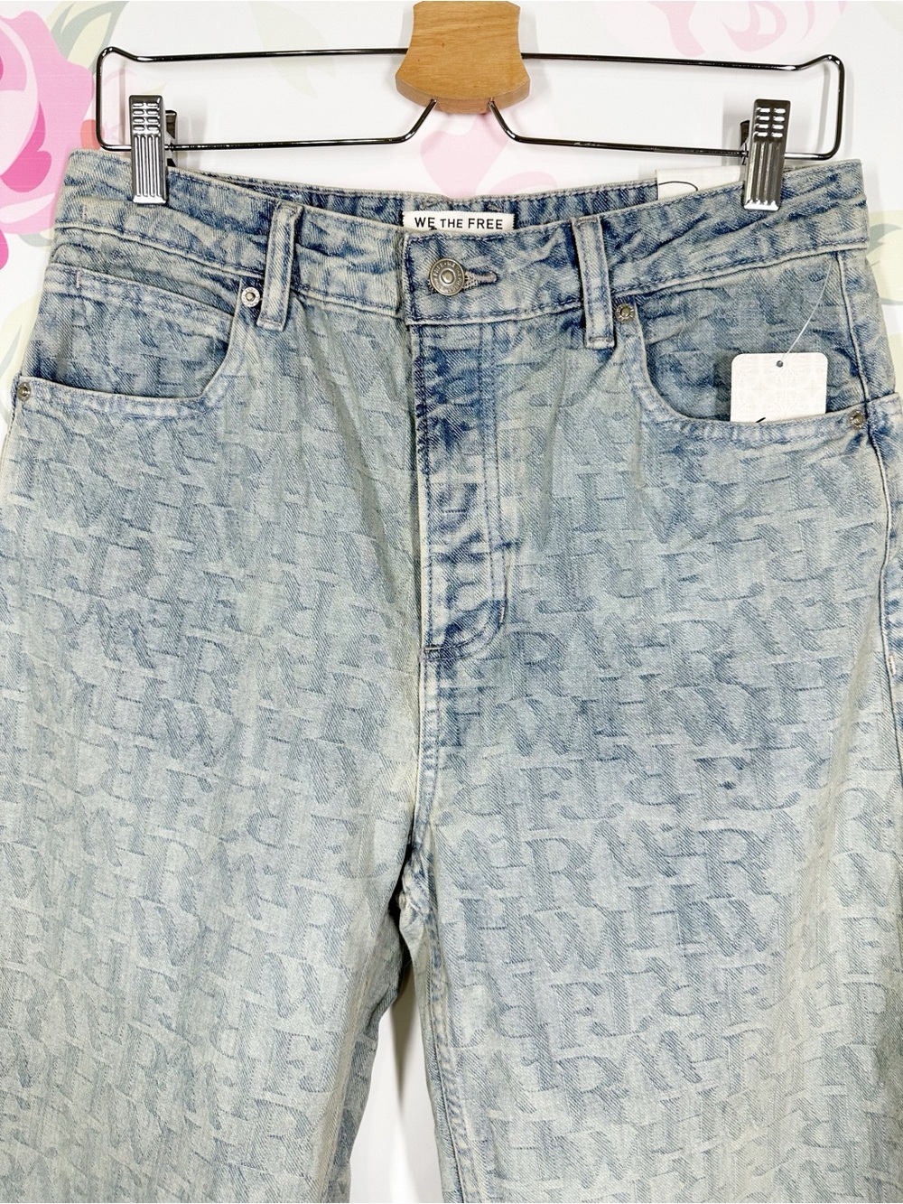 NEW Free People We The Free Deep Trance Jacquard Letter Boyfriend Denim Jeans 27 - Picture 7 of 15